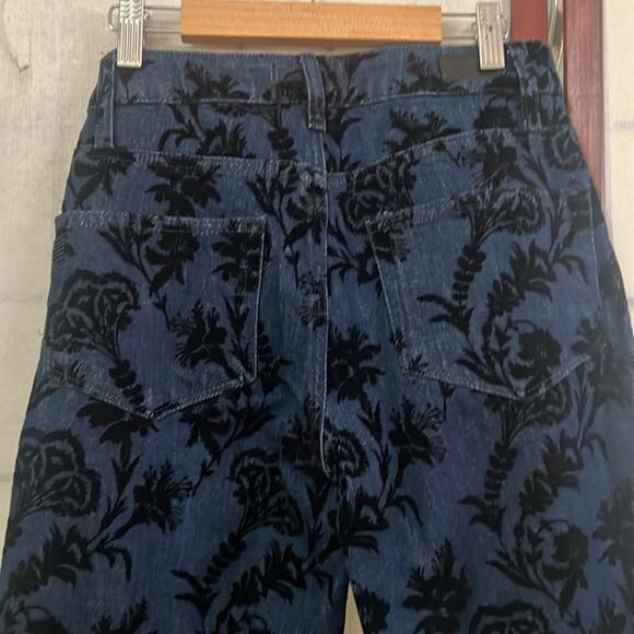 PAIGE NWT LEENAH ANKLE DAMASK FLORAL FLOCKING FLORAL HIGH RISE JEANS SIZE 24 - Picture 6 of 13